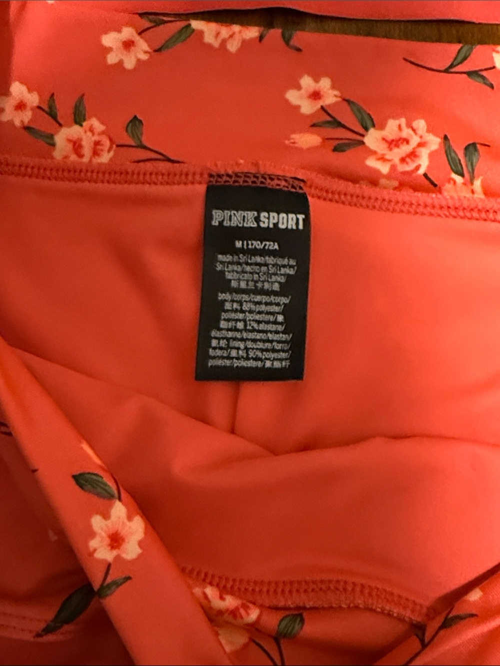 PINK Victoria's Secret NWOT Coral Floral Racerback Swim Top & Boyshorts Size Med - Picture 5 of 8